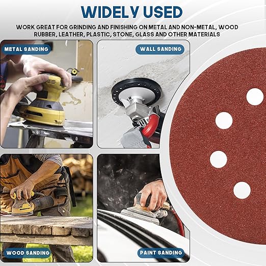 5 Inch 8 Hole Sanding Discs, 150 PCS 80 Grit Hook and Loop Sandpaper, Round Aluminum Oxide Sand Paper Discs for Random Orbital Sander