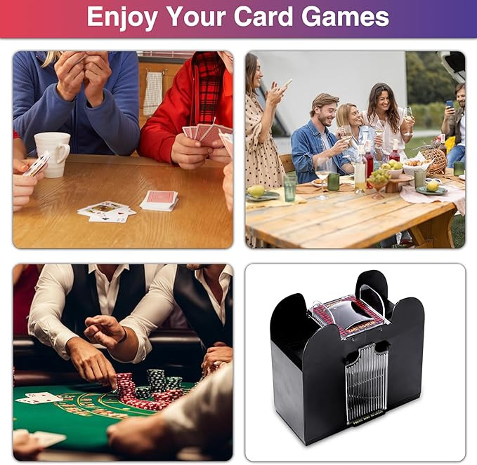 Automatic Card Shuffler 6 Deck Electric Heavy Duty Card Shuffler for Cards,USB/Battery Operated,Perfect for Poker, UNO,and Card Games