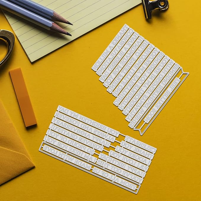 ORIGACH Elegant Everyday Sentiments Words Hot Foil Plate and Die Cuts Sets for DIY Scrapbooking Paper Cards Decor Embossing Foil Handmade Craft