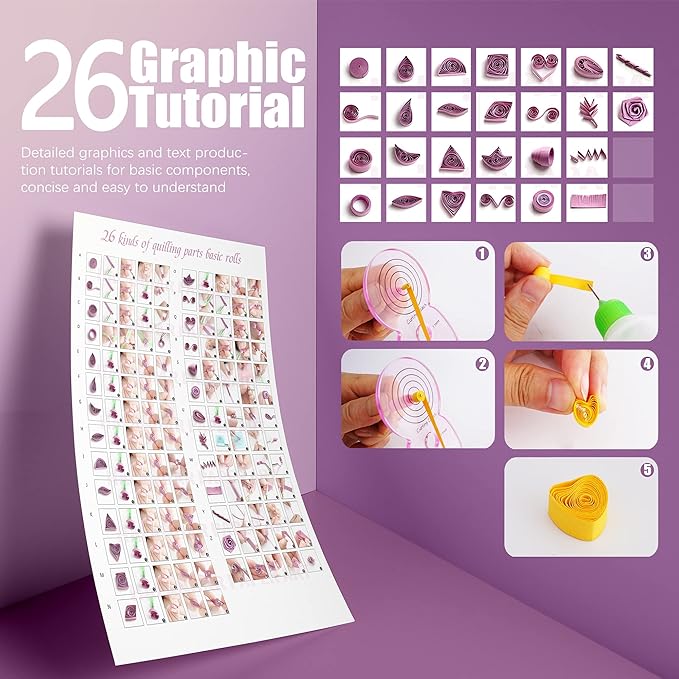 Halandar Paper Quilling Tools Set 24 pcs with 45 Colors 900 5mm Quilling Strips for Quilling Beginners and Paper Art Craft Lovers, DIY Handcraft Quilling Set