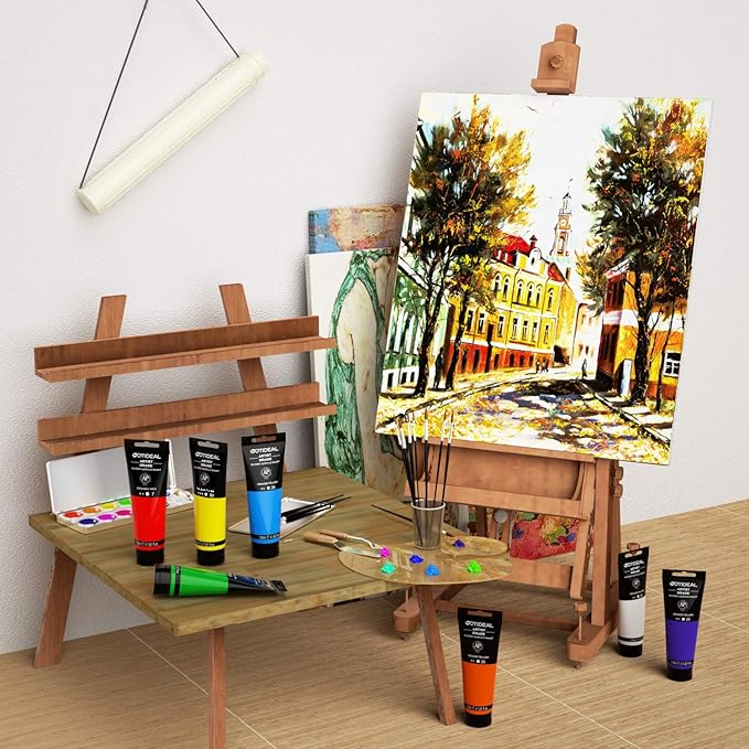 GOTIDEAL Acrylic Paint Metallic Gold 24K Tubes(120ml, 4.1 oz) Non Toxic Non Fading,Rich Pigments for Painters, Adults & Kids, Ideal for Canvas Wood Clay Fabric Ceramic Craft Supplies (Gold)