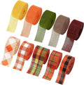 10 Rolls 50 Yard Fall Plaid Burlap Ribbon Rolls 1 Inch Autumn Gift Wrapping Ribbon Decorative for DIY Crafts Wreath Bow Making Supplies Home Decor