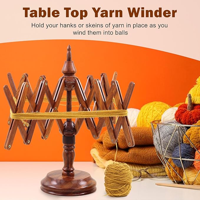 Nagina International Wooden Handcrafted Heavy Duty Wooden Yarn Ball Winder - Premium Crafted Knitting Crocheting Accessories & Combo Set - Table Top Yarn Swift (Rosewood)