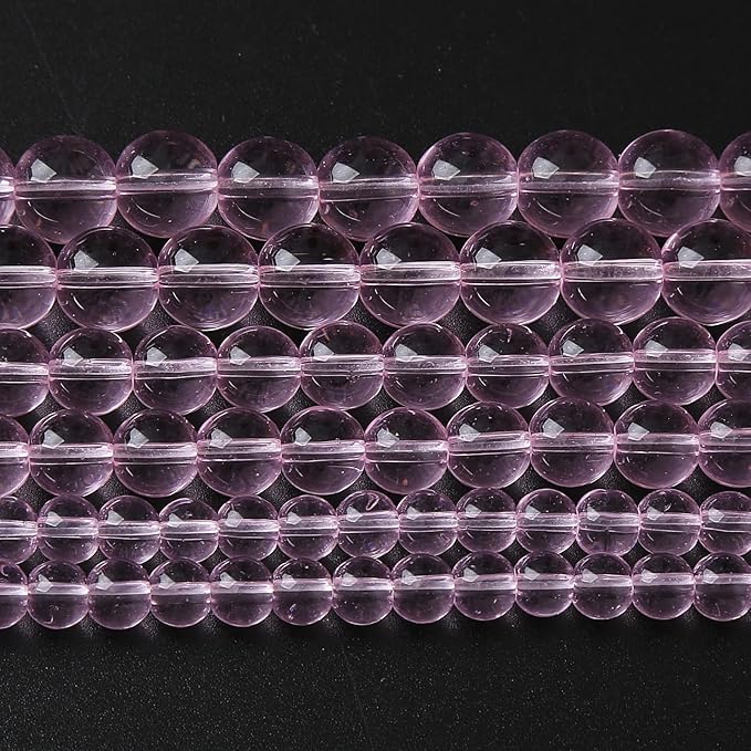 8mm 45pcs Smooth Rose Pink Glass Beads Quartz Crystal Round Loose Beads for Jewelry Making DIY Bracelet Necklace