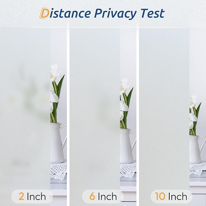 rabbitgoo Window Privacy Film, Frosted Glass Window Clings, Static Cling UV Heat Blocking Door Stickers for Home Bathroom, Removable Indoor Decal Coverings Day and Night, Pure, 17.5 x 78.7 Inches