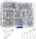520 Pack Safety Pins, Assorted Size Bulk Silver Sewing Pins, Small & Large Heavy Duty Safety Pins for Clothes, Sewing, Art Crafts Supplies, Rust-Resistant Nickel Plated Steel