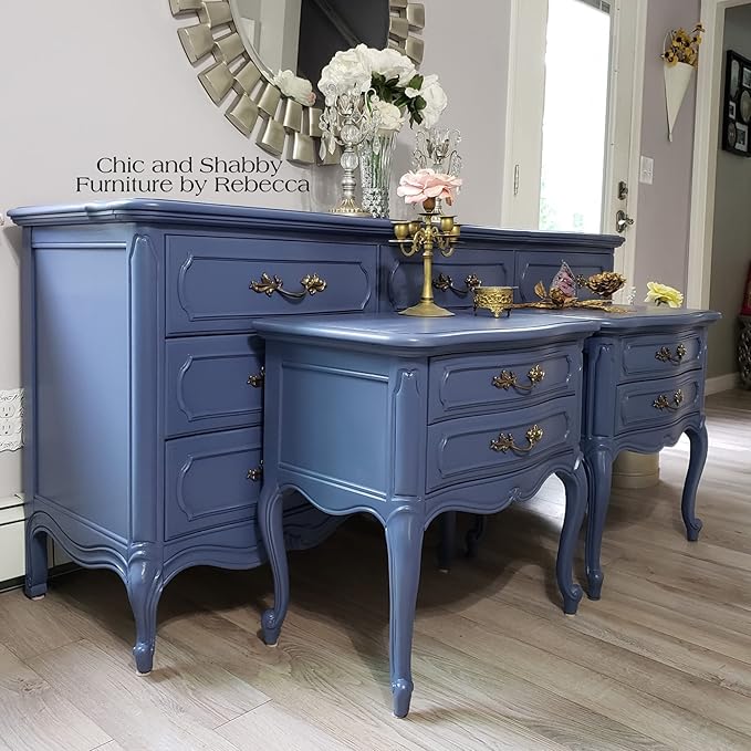 Dixie Belle Paint Company Chalk Finish Furniture Paint - Yankee Blue (32oz) - Matte Cool Navy Chic Chalk Mineral DIY Furniture Paint