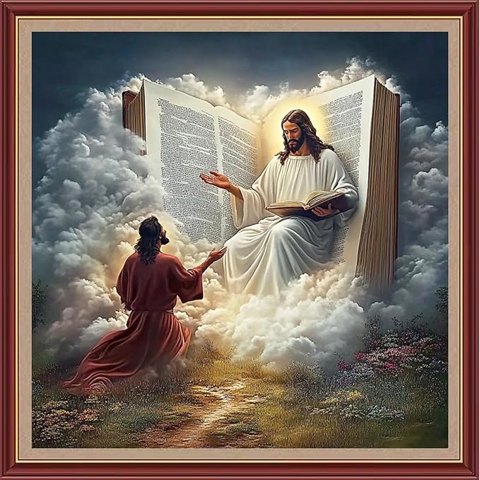 DMCXART Counted Cross Stitch Kits for Adults Needlepoint Kits Unprinted Cross Stitching Embroidery Kit 11CT Cross Stitch Supplies- Jesus Speaks Scriptures 18x18 inch