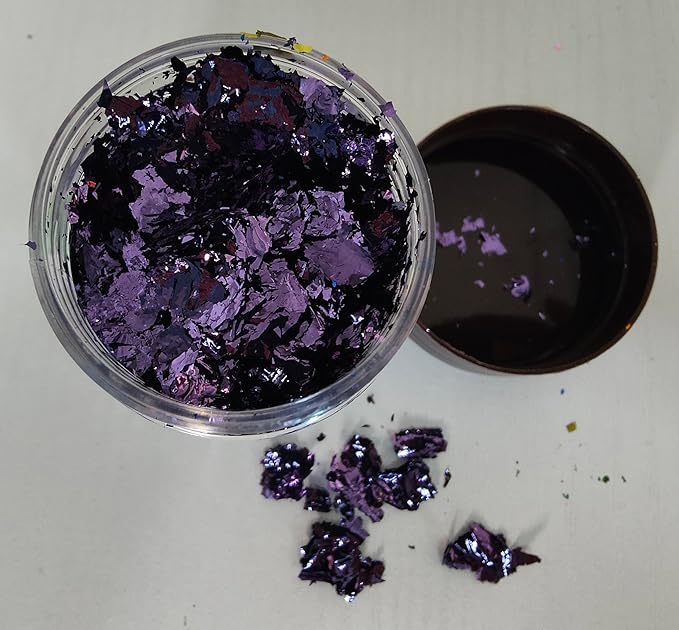 Gilding Flakes,Gold Foil Flakes for Resin,Blue Red Purple Pink Metallic Foil Flakes for Resin Jewelry Making,Nails,Painting Art,Crafts and Slime (Dark Purple)