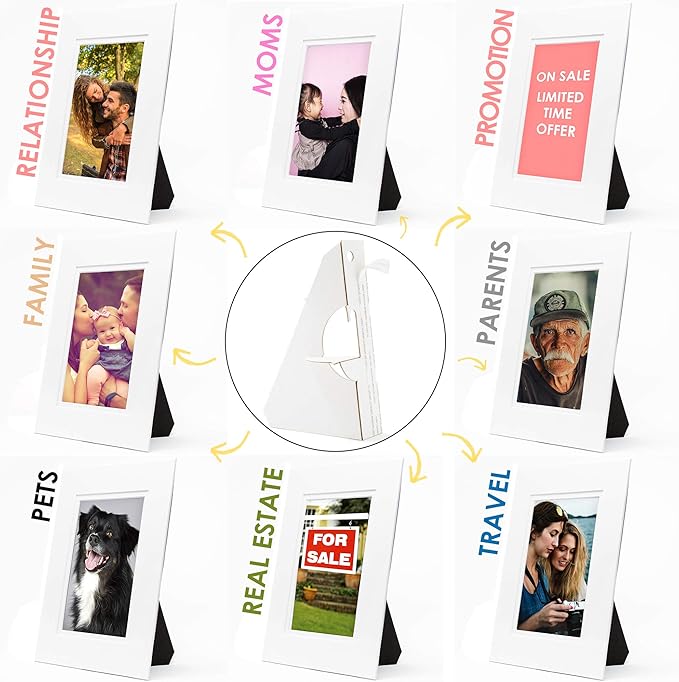 Golden State Art, 5 Inch Self Stick Easel Back, Cardboard Stand, Single Wing, Archival Quality, Display Posters Pictures Brochures, Easy and Fast Application (Pack of 50) White, Made in USA