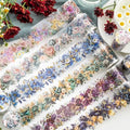 Flower PET Tape Stickers for Journaling,6 Rolls Transparent Floral Washi Tape for Scrapbook Supplies,Junk Journal,DIY Craft,Notebook,Diary(Flourishing Blossom)