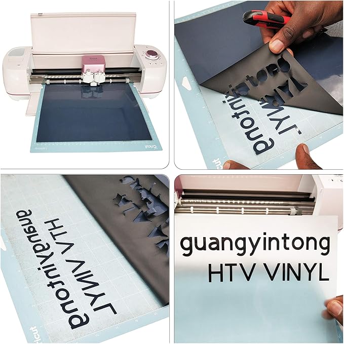 Guangyintong Heat Transfer Vinyl Black HTV Rolls, 12" x 10ft Iron on Vinyl for T-Shirts, Matte Surface HTV for All Cutter Machine Easy to Cut & Weed for Heat Vinyl DIY Design