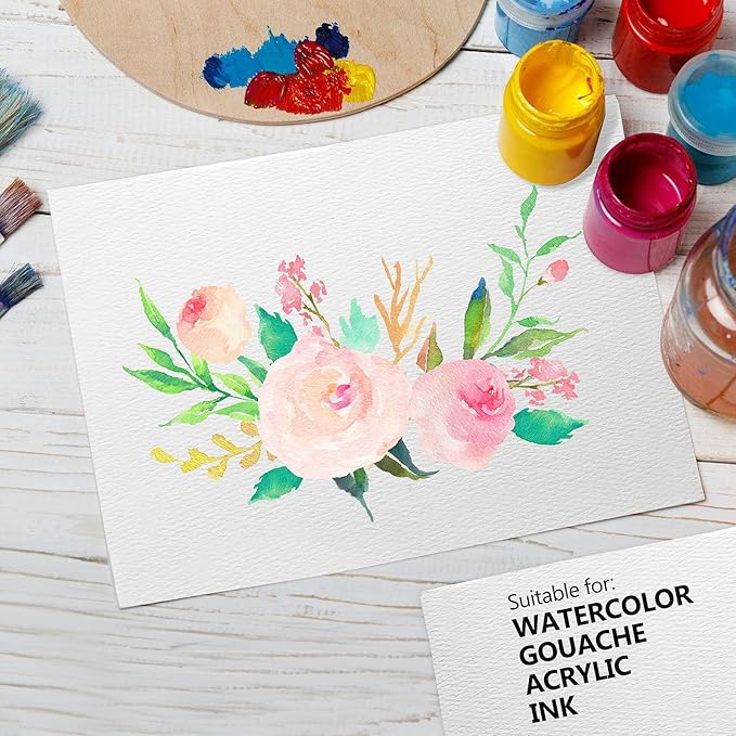 FEITAKE 100% Cotton Watercolor Paper Cold-Press / 140lb (300gsm) / Acid Free Mixed Media Art Drawing Papers - 30Sheets Pack - 6"X8"