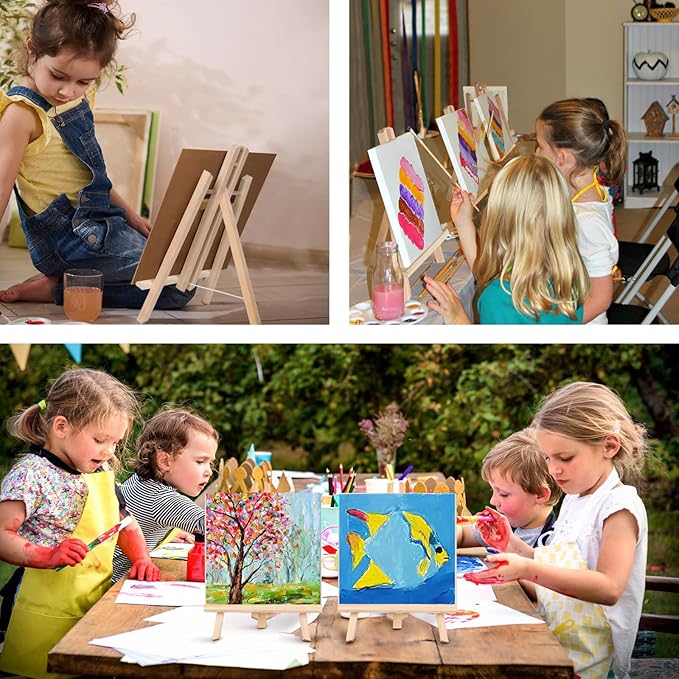 Kinlink 11.8 Inch Tall Wood Easels for Display Set of 8, Display Easel Tabletop, Painting Easel Stand for Artist Students…