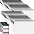 Sooez 24 Pack Mesh Zipper Pouch with Sticky Labels, A4 Mesh Bags Board Game Puzzles Organization Storage, Durable Letter Size File Folders Organizer Teacher School Classroom Office Supplies, Black