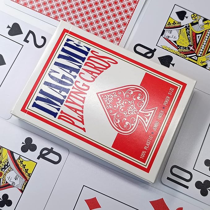 Plastic Playing Cards, Real Poker Size, Casino Quality, Jumbo Index, Exceptional Handing, Waterproof & Washable, Perfect for Texas Hold’em Poker, 1 Red Deck