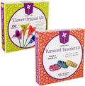 Flower Origami Kit & Paracord Bracelet Kit Bundle - Fun DIY Arts and Crafts Project for Kids Ages 6 7 8 9 10 11 12 - Great Gifts for All Occasions