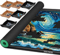 Jigsaw Puzzle Mat Roll Up, Portable Saver Pad 48” x 31” Up to 2000 Pieces, Puzzles Matt Rollup with Non-Slip Rubber Bottom & Smooth Top. (6 Puzzle Sorting Trays & 1 Storage Bag)