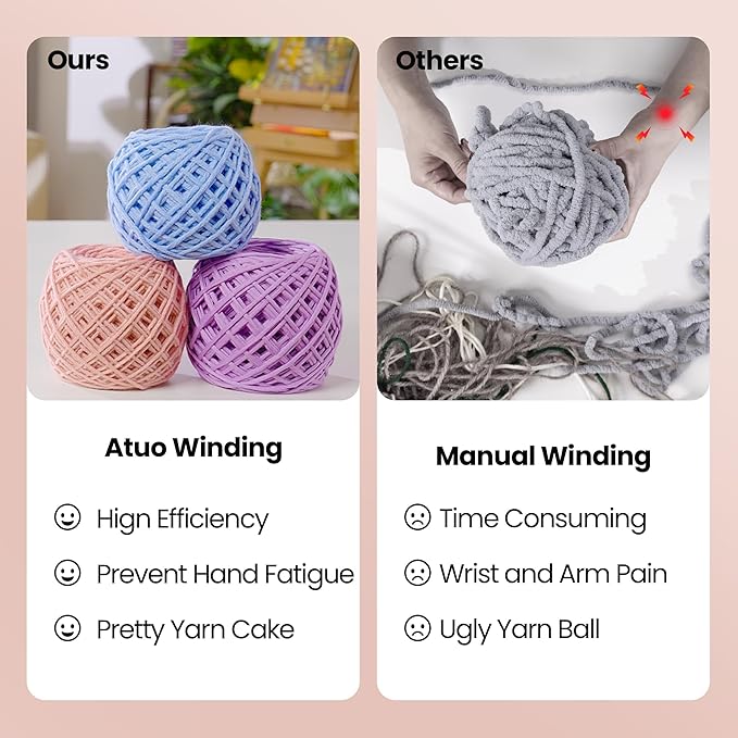 Winartton Electric Yarn Winder for Crocheting, Heavy-Duty Yarn Ball Winder 10 oz Large Capacity, Automatic Yarn Cake Winder Spinner Roller, Crocheting Tools Supplies for Knitting Lovers(Patented)