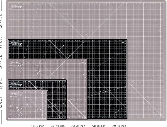 Elan Cutting Mat A3 Black & Taupe, Self Healing Cutting Mat 12x18 Inch, 5-Ply Craft Board Black, Hobby Board for Crafts 12x18 Inch