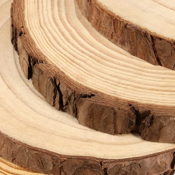 JEUIHAU 8 PCS 7-7.9 Inches Natural Unfinished Wood Slices, Round Wooden Tree Bark Discs, Wooden Circles for DIY Crafts, Christmas, Rustic Wedding Ornaments