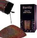 Renfio Holographic Ultra Fine Glitter Powder Metallic Resin Glitter 2.11 Oz (60g) PET Flakes Crafts Sequins 1/128" 0.008" 0.2mm Epoxy Chips Flakes for Tumblers Slime - Laser Coffee