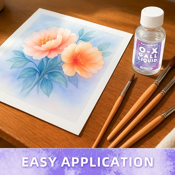 Falling in Art Ox Gall Liquid, Watercolor Medium, Ox Gall for Watercolor Painting, 2.5 Oz Bottle