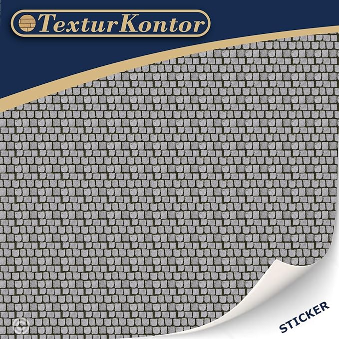 3 Sheets Self-Adhesive Decorative Film Paving Stones and Surfaces for Model Making in Scale 1:87 Scale H0 (UK: 3.5 mm Scale) (Cobblestone)