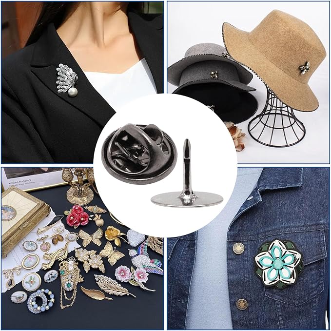 130 Set Pin Backs, Blank Pins Scatter Butterfly Clutch Pin Holder Enamel Pin Locking Backs Tie Tacks Jewelry Pin Backings Clasp for Brooch Lapel Hat Uniform Badges Tie Tack (10mm, Black)