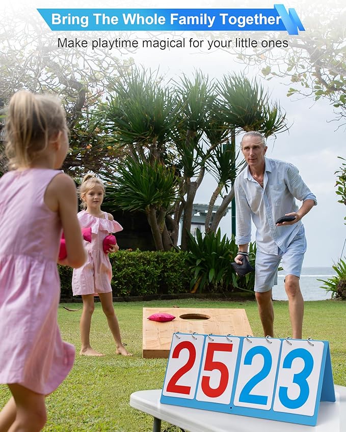 Scoreboard Score Keeper Flip Flipper, Waterproof Plastic Cards, Premium Manual Score Board for Cornhole, Basketball, Volleyball, Table Tennis and Multi-Sport Games