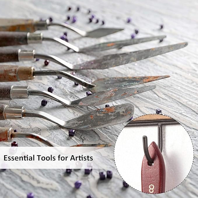 Honoson 16 Pieces Painting Knife Set Stainless Steel Palette Knife Set Draw Mixing Scraper Pallet Spatula with Wooden Handle for Oil Painting Accessories Acrylic Color Mixing Supplies (Red)