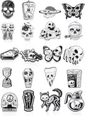 BBTO 20 Pieces Enamel Pins Skull Spooky Skeleton Enamel Pins Set Black Decorative Cartoon Goth Skull Horror Dark Brooch Cute Lapel Buttons for Jacket Backpack Hat Halloween