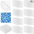 24 Pcs Mosaic Grid Tile Mesh with Adhesive Backing, 12x12 Inch Alkaline Resistant Fiberglass Sheets for DIY Installation, Crafts, Bathroom, Kitchen