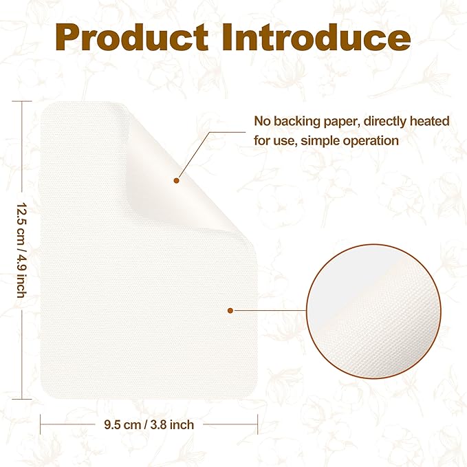 Iron on Patches, 8 Pieces Iron on Canvas Patches, Fabric Patches for Couch, Tent, Clothing, Seat, Canvas Repair Decorating Kit 3.7" by 4.9" (9.5 cm x 12.5 cm, White)