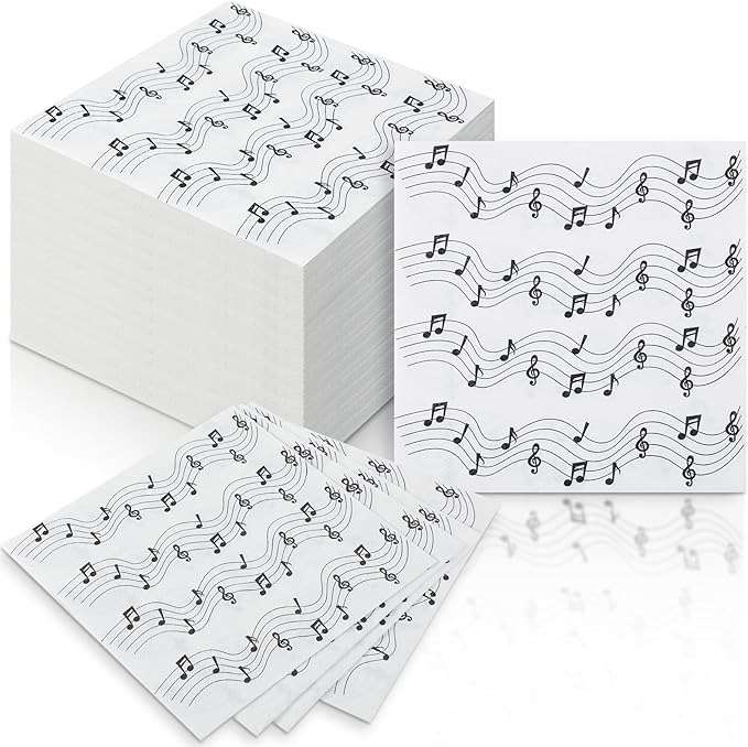 60 Pcs Music Note Cocktail Paper Napkins 6.5 x 6.5 Inches Disposable Paper Napkins Dessert Beverage Tissue for Decoupage Luncheon Tissue for Theme Party Wedding Birthday Party