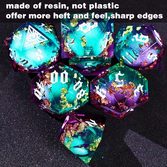 Third Mystery Eye Liquid Core DND Dice Set for Role Playing Games, 7 PCS Dungeons and Dragons Dice Set with Metal Box for D&D Gifts, RPG DND Starter Dice Set