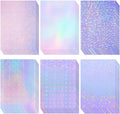 Clabby 36 Sheets Holographic Sticker Paper A4 Vinyl Sticker Paper Self Adhesive Waterproof Transparent Film, 11.7 x 8.3 inches(Gem, Dot, Colorful, Star, Heart, Sand Star)