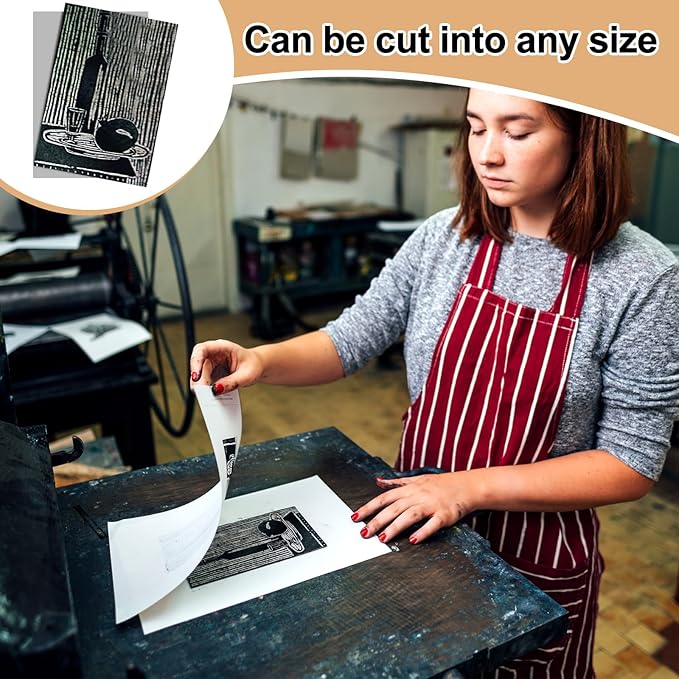 Yeaqee 8 Pcs 8 x 10 Inch Linoleum Block Rubber Carving Block Soft Linocut Blocks Large Linoleum Sheet Unmounted Lino Plates for Engraving Art Project Printmaking Artist Studio Supplies, Gray