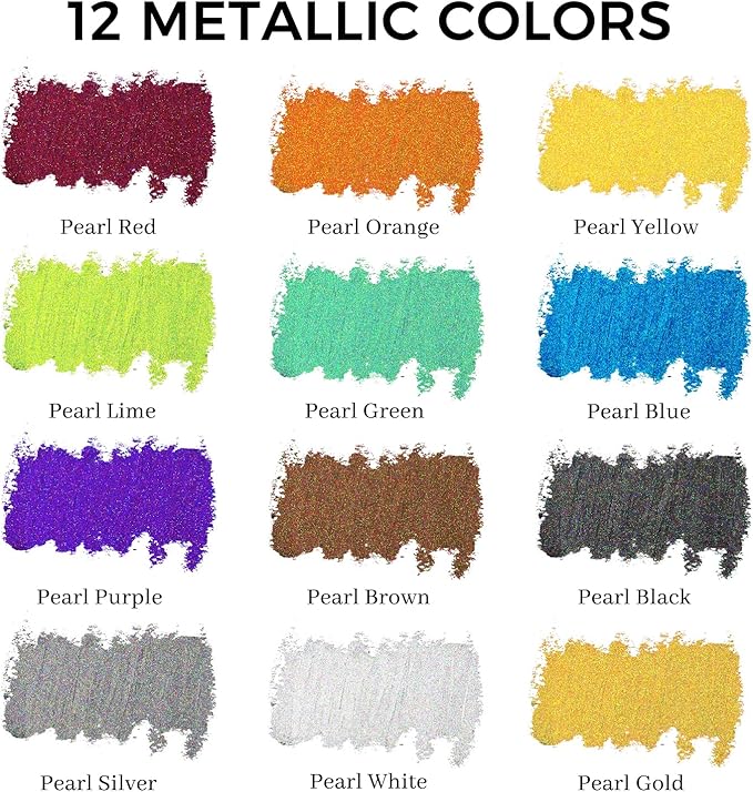 Artecho Metallic Oil Pastels Set of 12 Colors, Soft Oil Pastels for Art Painting, Drawing, Blending (10 x 70 mm)