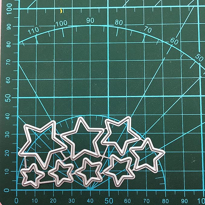 Metal Cutting Dies DIY Embossing Stencil Template Scrapbooking Card Making Mold Photo Album Arts Crafts Tools (8 Stars- 7.8x4cm)