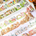 PET Tape Stickers for Scrapbooking,6 Rolls Vintage Town Tape Stickers for Scrapbook Supplies,DIY Craft,Journaling,Notebook,Phone Case(Town)