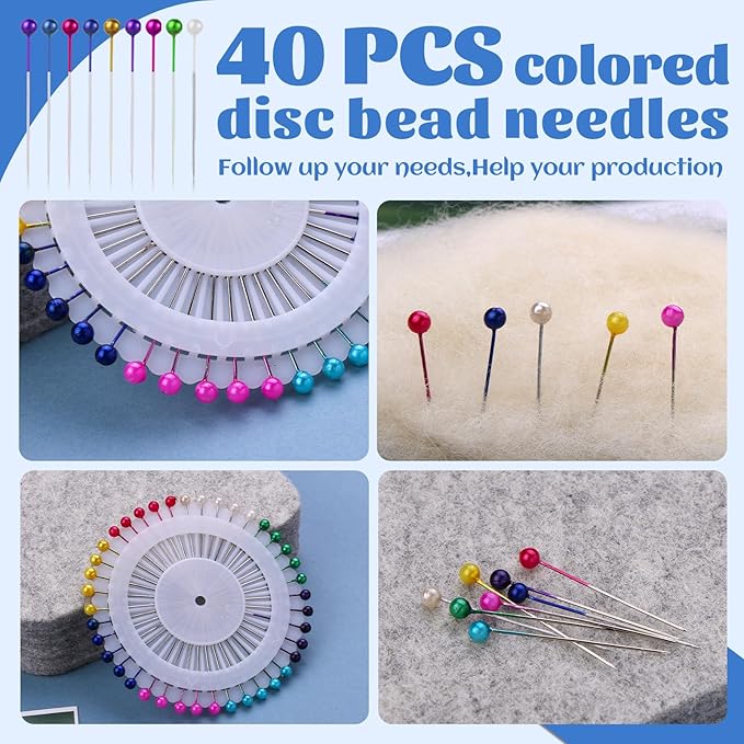 Needle Felting Mat, Needle Felting Tools, 4.6x3.3x1 inch Natural Felting Wool Mat, Felting Pad, Needle Felting Supplies, with Finger Cots and 40 Straight Pins, Felt Pad for Making Felting Crafts
