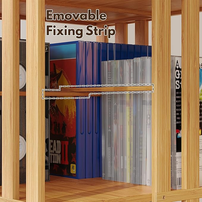 XIMN 360° Rotating Bamboo CD/DVD Shelf - 6-Tier Space-Saving Media Storage Cabinet for Movies, Organizer with Super Compact Design (Nature, 2 Tier)