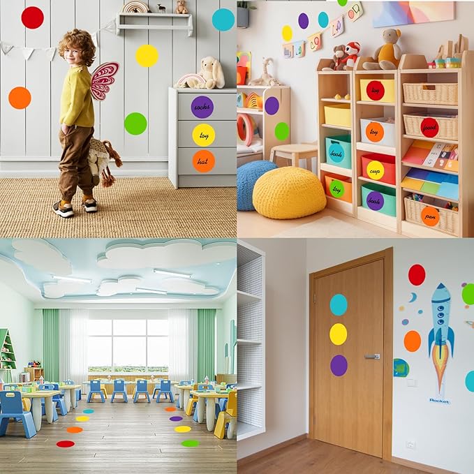 STARLIBOO 6" Round Large Colored Stickers Labels, Dots Circles Stickers for Moving，School, Home, Office, Business- 6 Colors -30 Packs