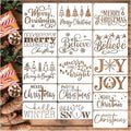 16pcs Merry Christmas Stencils for Card Making Reusable Drawing Believe Christmas Stencils for Painting on Wood Signs, Crafts, Wall Decorations