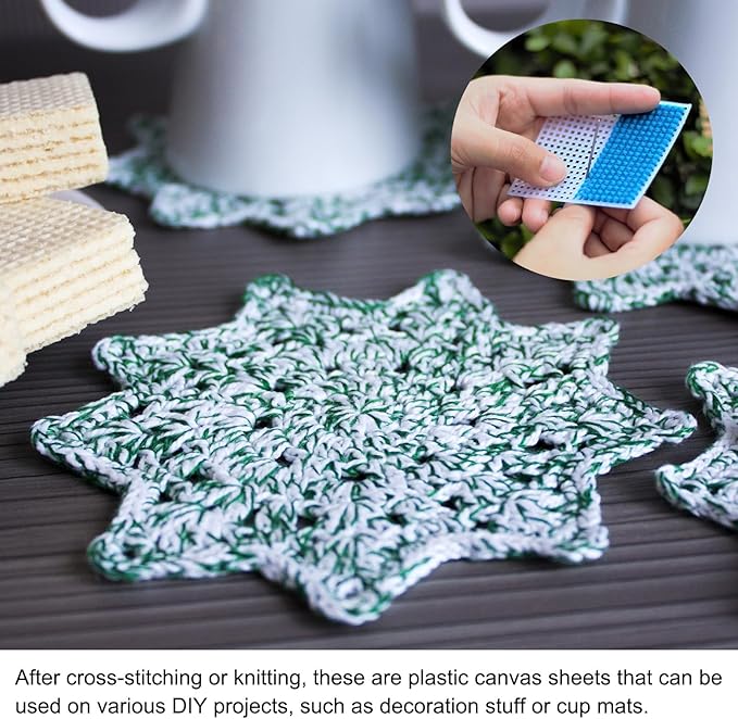 PATIKIL Plastic Mesh Canvas Sheets,10Pcs 5.5 x 5.5inch Cross Needlework Blank Yarn Crafting for Embroidery DIY Bookmarks Cup Mats, White, Square