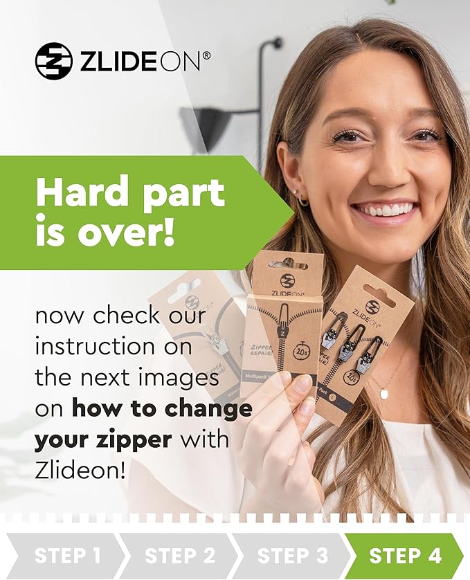 ZlideOn Zipper Pull Replacement - 7pcs, Silver, Large - Instant Zipper Replacement Slider Multipack