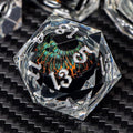 ARUOHHA DND Resin Dice Dragon Eye Dice Liquid Core Red Sharp Edged Dice Set with Gift Box, Polyhedral D and D Dice Set Role Playing Game D20 D12 D10 D8 D6 D4