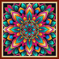 Dimensean Stamped Cross Stitch Kits Full Range of Embroidery Patterns Starter Kits for Beginners Adult or Kids DIY Cross Stitches Needlepoint Kits 11CT-Magic Mandala 18x18 inch