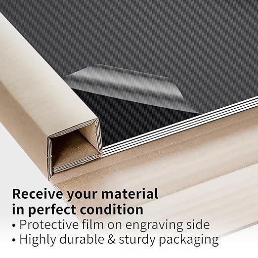 Trotec TroLase | 12"x12"x1/16", 8 Pcs | Carbon/White | 2 Ply | Modified Acrylic | Laser Engraving Double Color Plastic Sheet | Engraving Blanks for Laser, Saw, Guillotine | Made in USA